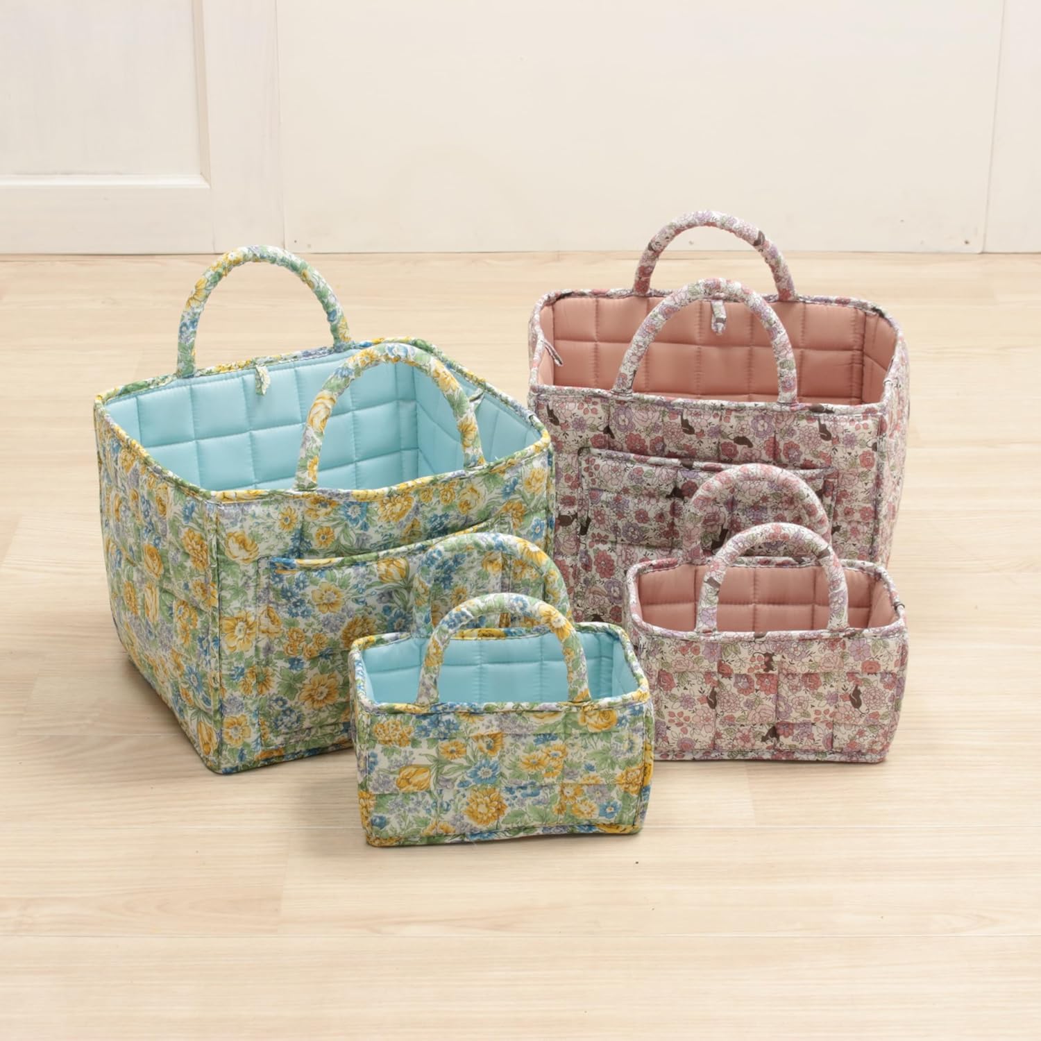 Amazon.co.jp: プリントキルト ソフトバスケット 約31×26×25cm (ブルー